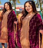 Weightless Purple Georgette Heavy Embroidered Salwar Kameez (HP36)